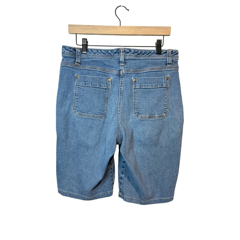 Christopher & Banks Blue Denim Shorts‎ Women 12 Bermuda Stretch Mid-Rise Casual